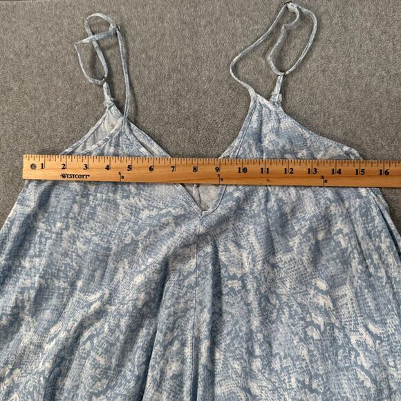 GOA Beachwear by Japna Coverup Dress Sz Large Blue Snake Print Handkerchief hem - Picture 4 of 6